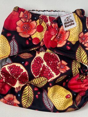 NEW Mama Koala Pocket Cloth Diaper OS pomegranate and lemon fruit No Insert